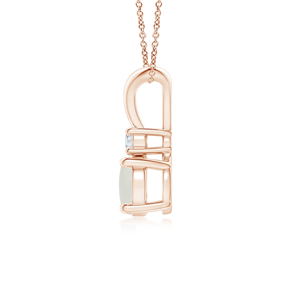 6mm AAAA Round Moonstone Solitaire V-Bale Pendant with Diamond in Rose Gold side 1
