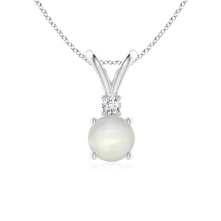 6mm AAAA Round Moonstone Solitaire V-Bale Pendant with Diamond in White Gold