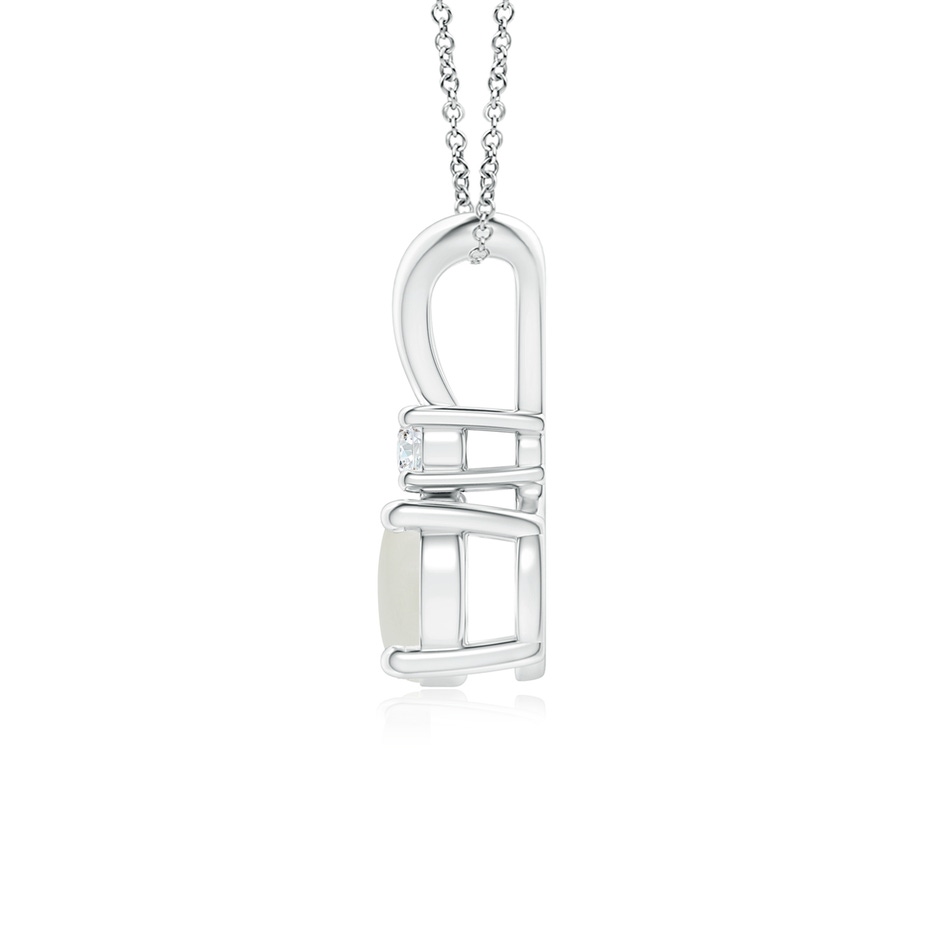 6mm AAAA Round Moonstone Solitaire V-Bale Pendant with Diamond in White Gold side 1