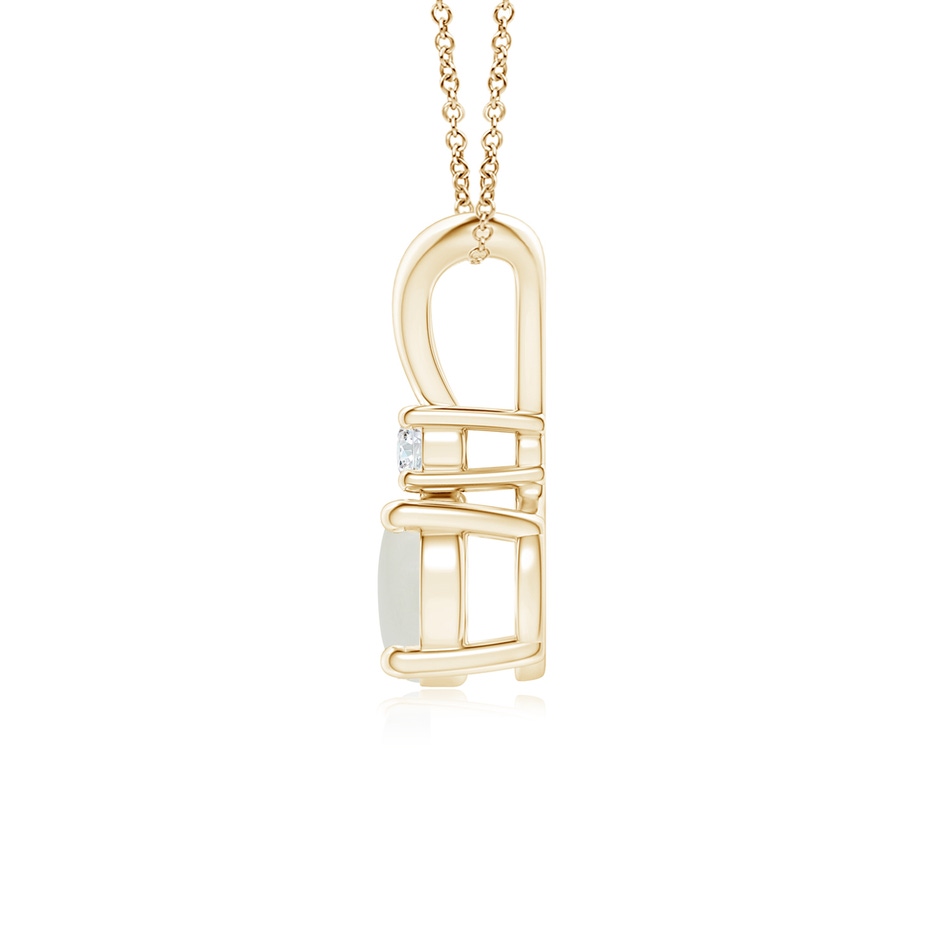6mm AAAA Round Moonstone Solitaire V-Bale Pendant with Diamond in Yellow Gold side 1