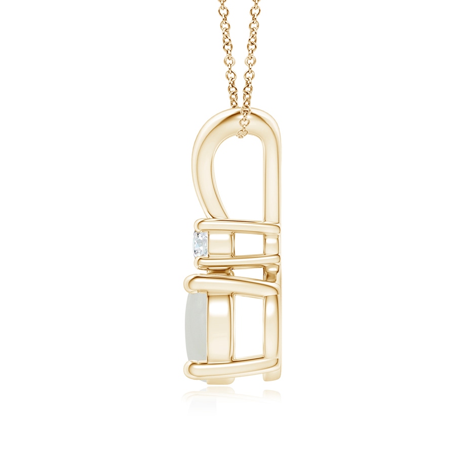 7mm A Round Moonstone Solitaire V-Bale Pendant with Diamond in Yellow Gold side 1