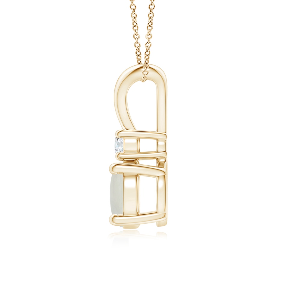 7mm AAA Round Moonstone Solitaire V-Bale Pendant with Diamond in Yellow Gold side 1