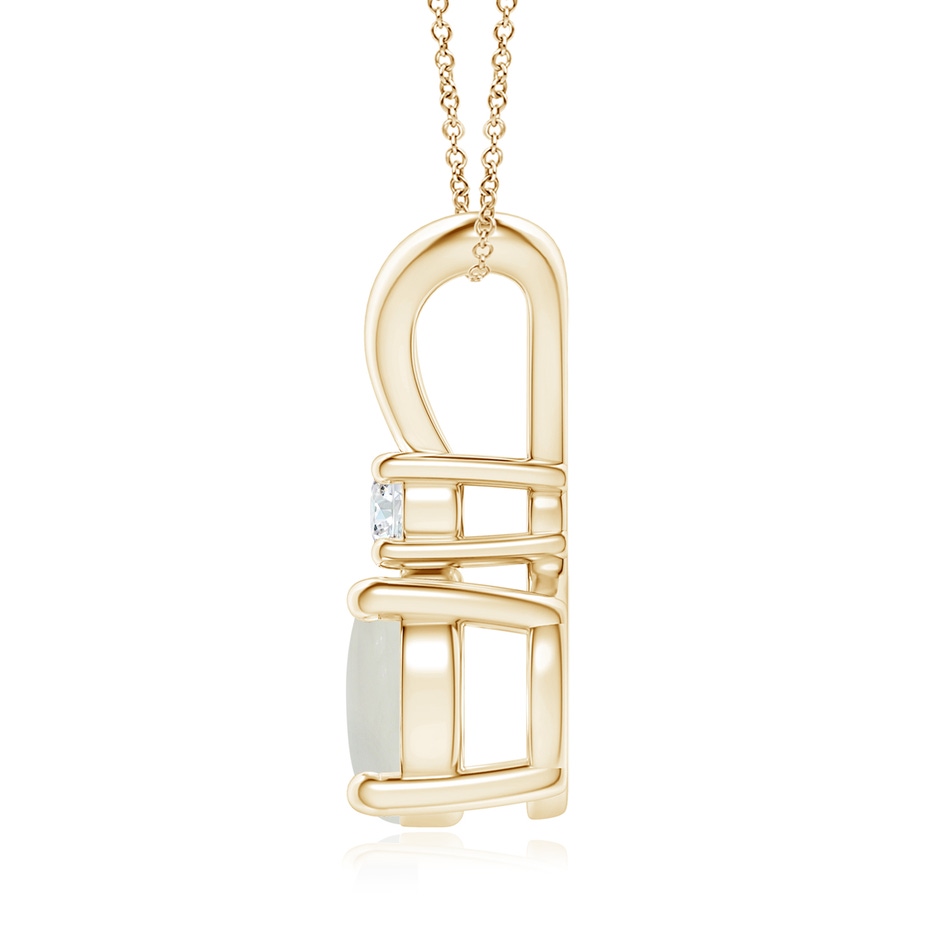 8mm AAA Round Moonstone Solitaire V-Bale Pendant with Diamond in Yellow Gold side 1