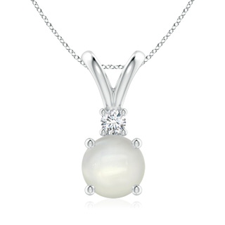 8mm AAAA Round Moonstone Solitaire V-Bale Pendant with Diamond in White Gold
