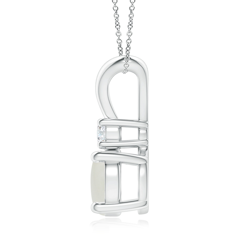 8mm AAAA Round Moonstone Solitaire V-Bale Pendant with Diamond in White Gold side 1