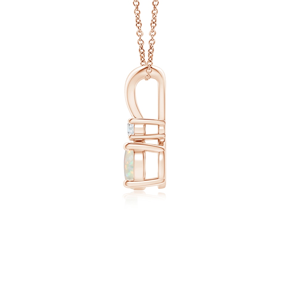 5mm AAA Round Opal Solitaire V-Bale Pendant with Diamond in Rose Gold side 199