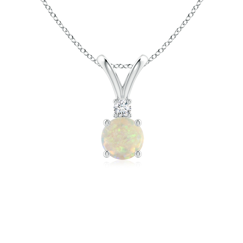 5mm AAA Round Opal Solitaire V-Bale Pendant with Diamond in S999 Silver 