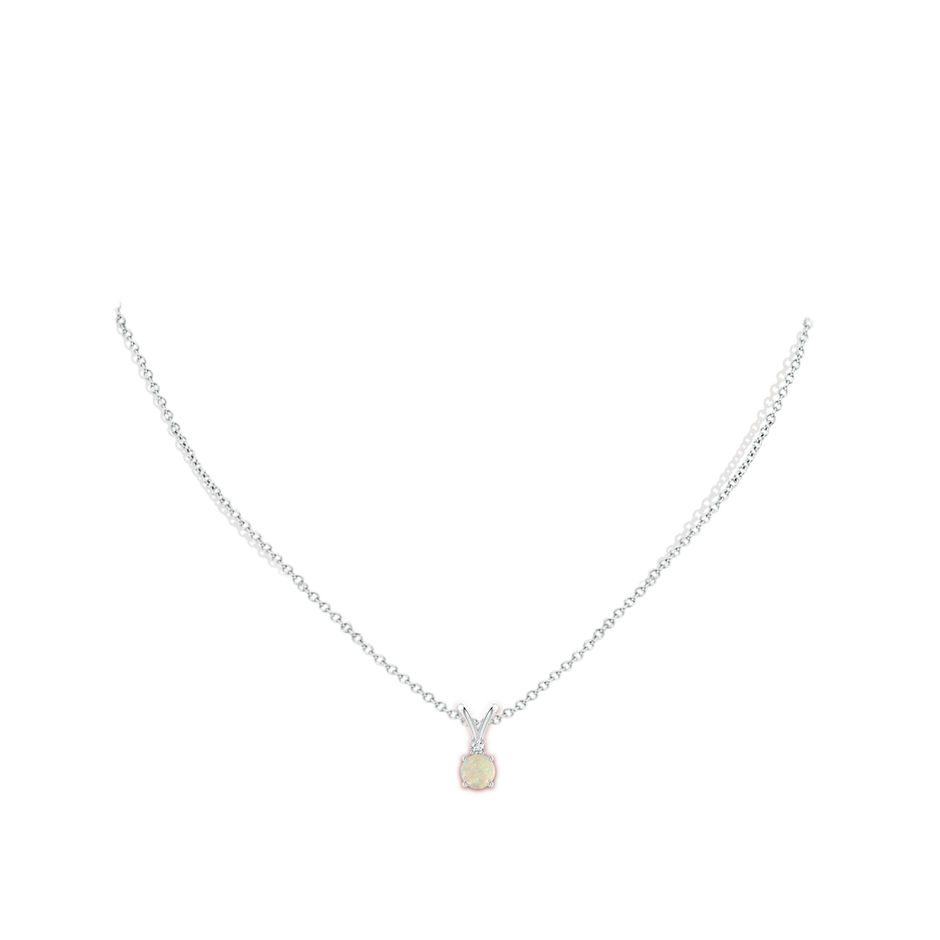 5mm AAA Round Opal Solitaire V-Bale Pendant with Diamond in S999 Silver pen