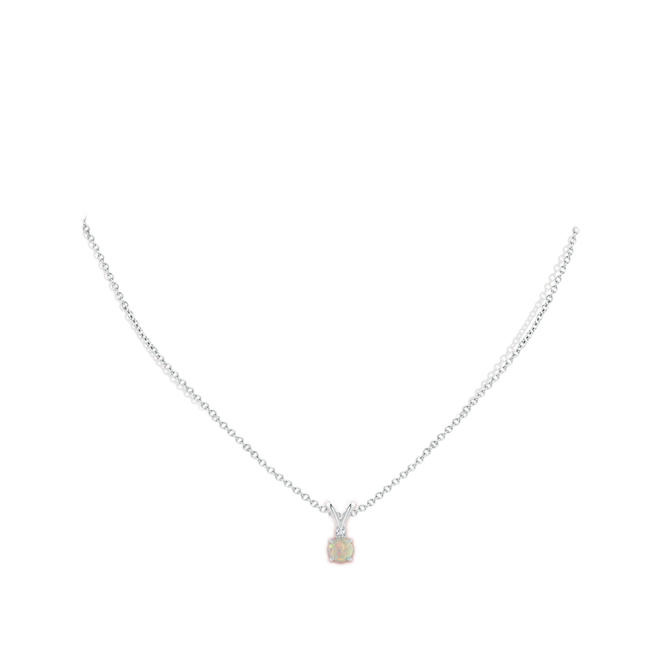 5mm AAAA Round Opal Solitaire V-Bale Pendant with Diamond in P950 Platinum pen