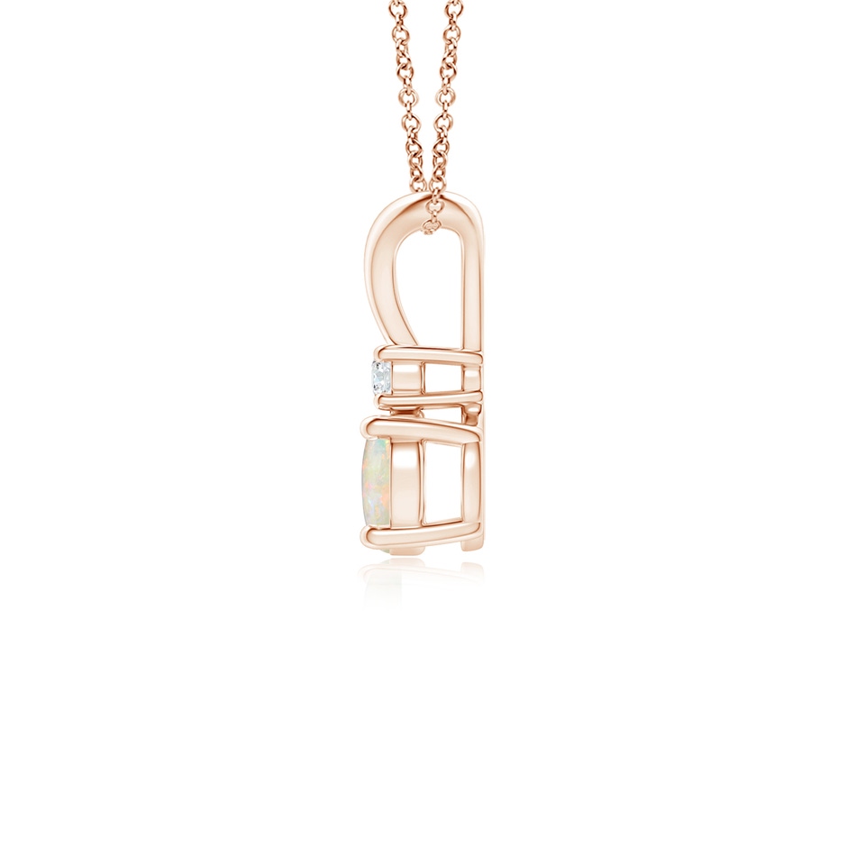 5mm AAAA Round Opal Solitaire V-Bale Pendant with Diamond in Rose Gold side 199