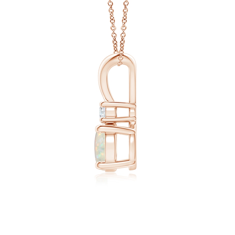 6mm AAA Round Opal Solitaire V-Bale Pendant with Diamond in Rose Gold side 199