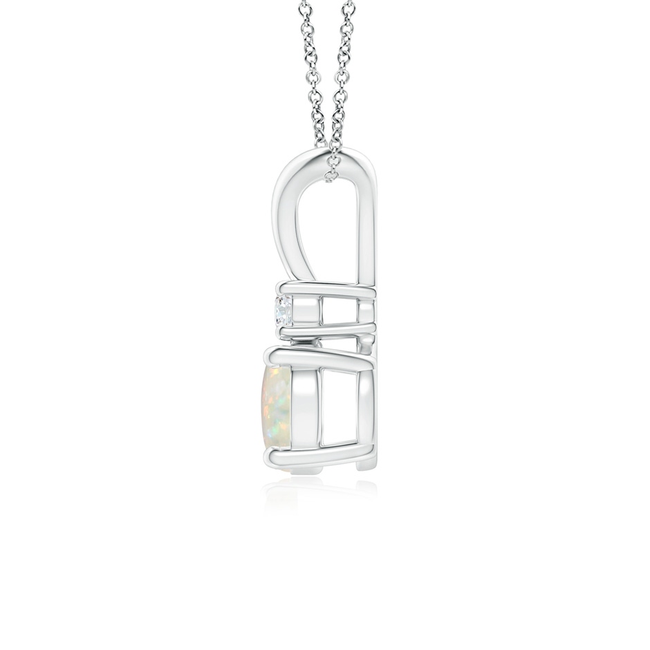 6mm AAA Round Opal Solitaire V-Bale Pendant with Diamond in S999 Silver side 199