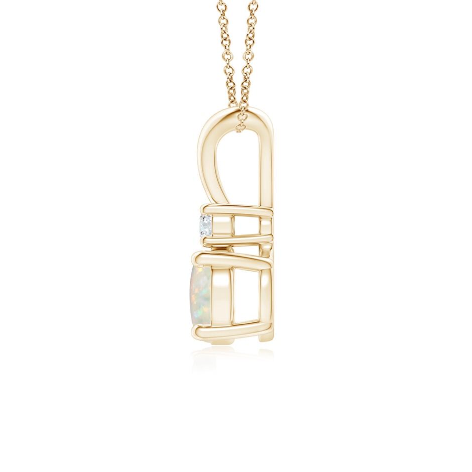 6mm AAA Round Opal Solitaire V-Bale Pendant with Diamond in Yellow Gold side 199