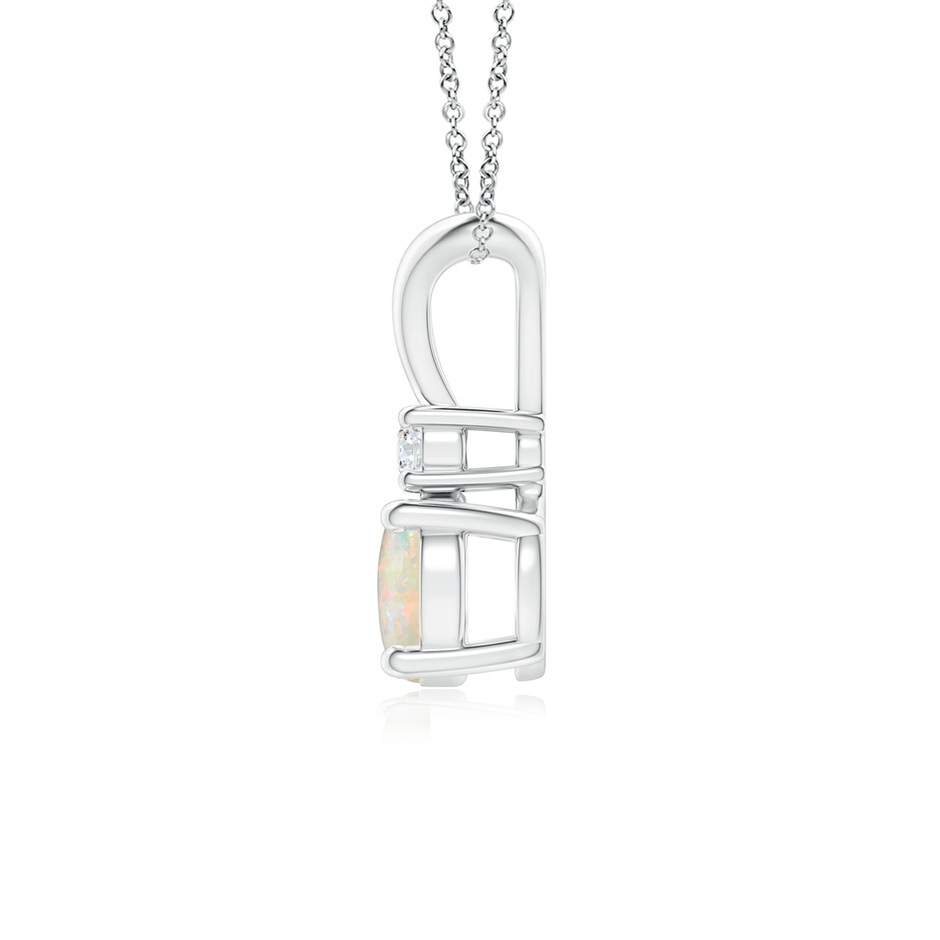 6mm AAAA Round Opal Solitaire V-Bale Pendant with Diamond in White Gold side 199