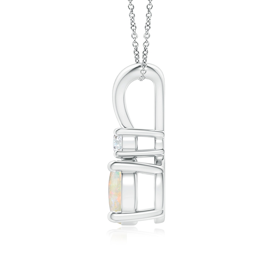 7mm AAAA Round Opal Solitaire V-Bale Pendant with Diamond in P950 Platinum side 199
