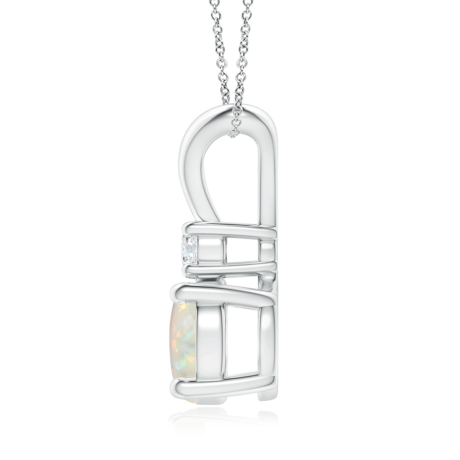 8mm AAA Round Opal Solitaire V-Bale Pendant with Diamond in White Gold side 199
