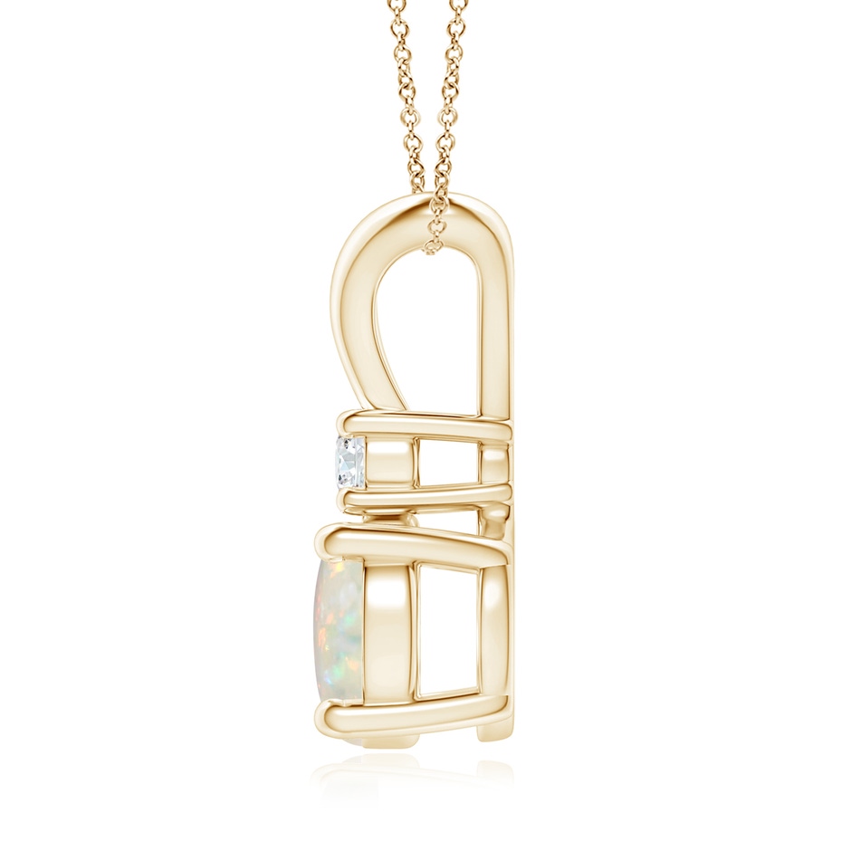 8mm AAA Round Opal Solitaire V-Bale Pendant with Diamond in Yellow Gold side 199