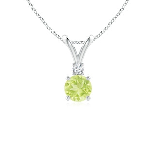 5mm A Round Peridot Solitaire V-Bale Pendant with Diamond in S999 Silver