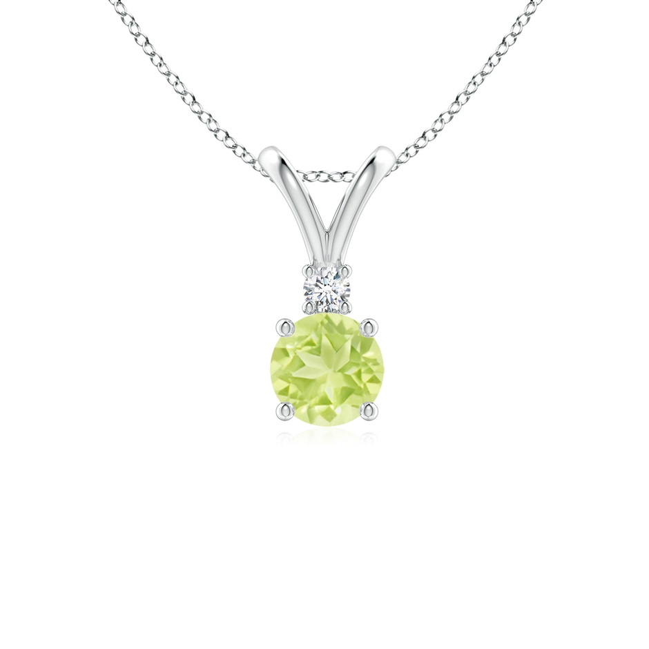 5mm A Round Peridot Solitaire V-Bale Pendant with Diamond in S999 Silver 