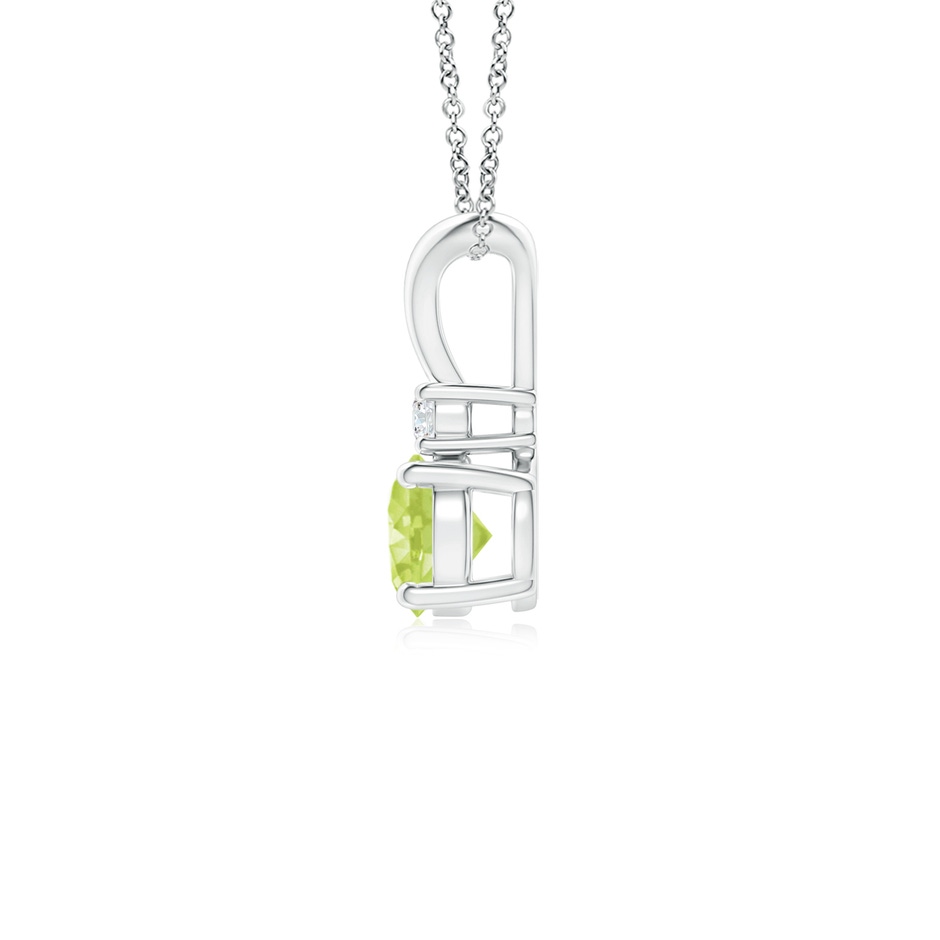 5mm A Round Peridot Solitaire V-Bale Pendant with Diamond in S999 Silver side 199