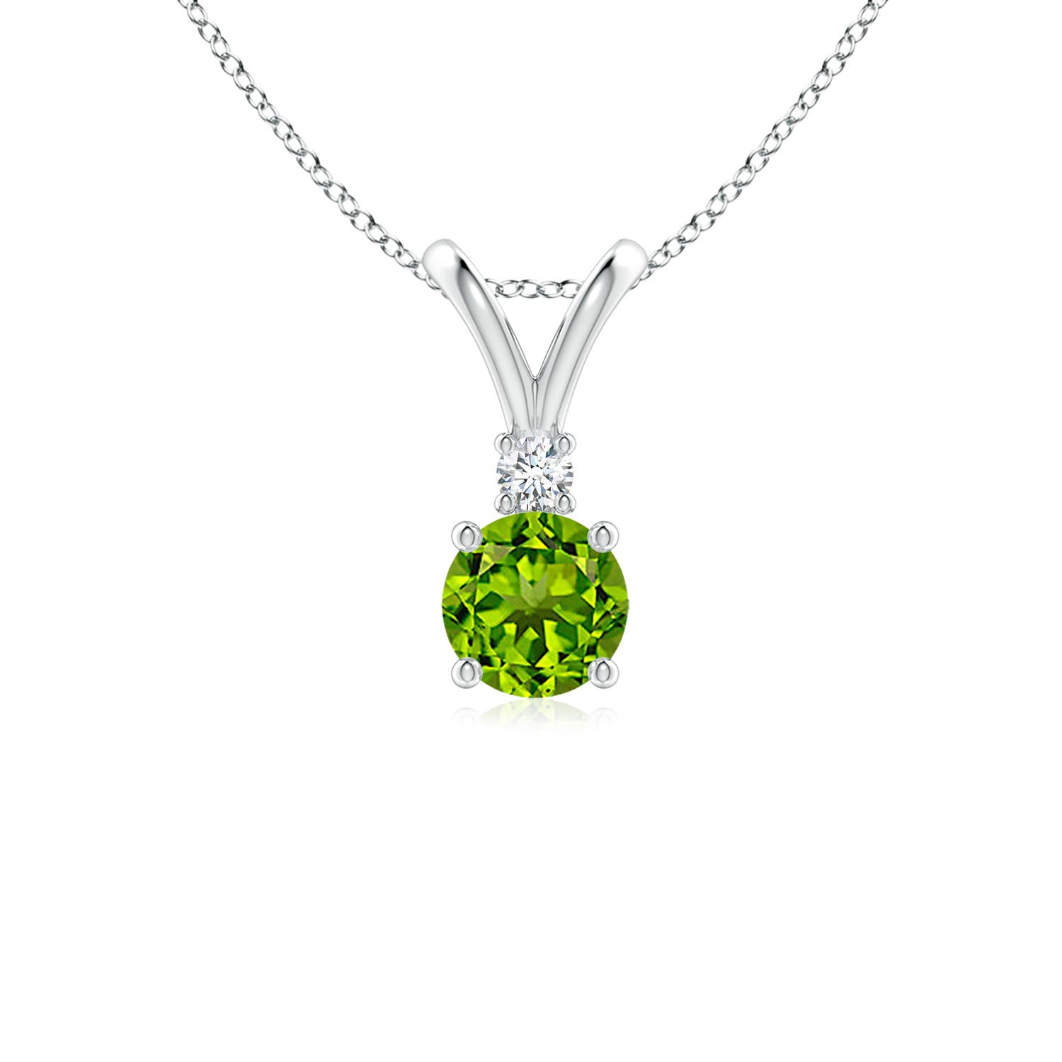 AAAA - Peridot / 0.58 CT / 14 KT White Gold