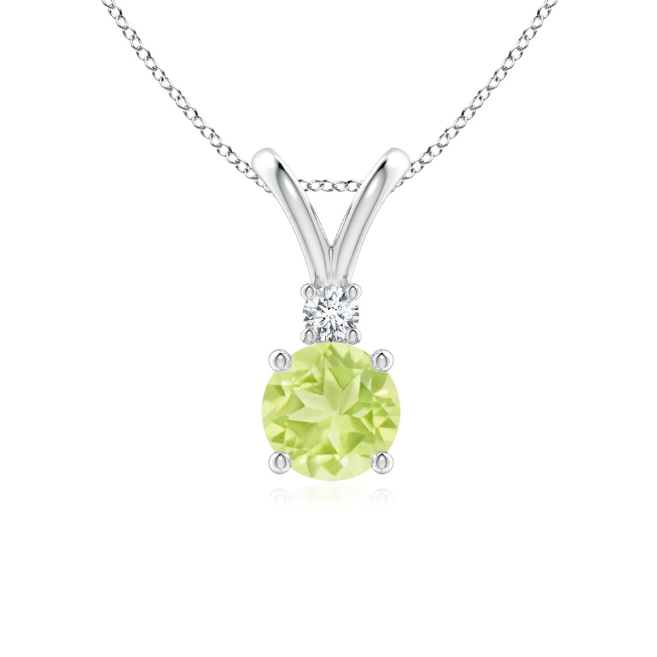 6mm A Round Peridot Solitaire V-Bale Pendant with Diamond in S999 Silver 
