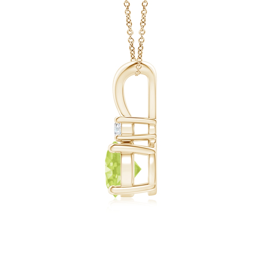 6mm A Round Peridot Solitaire V-Bale Pendant with Diamond in Yellow Gold side 199