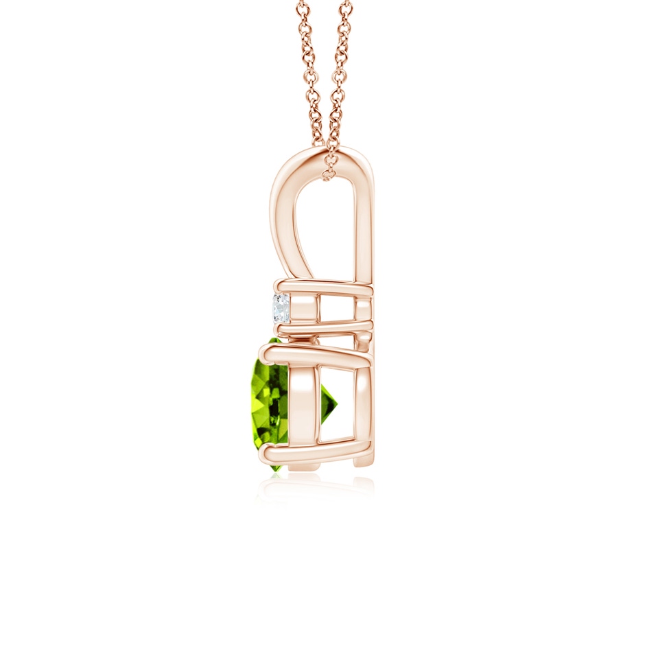 6mm AAAA Round Peridot Solitaire V-Bale Pendant with Diamond in Rose Gold side 199