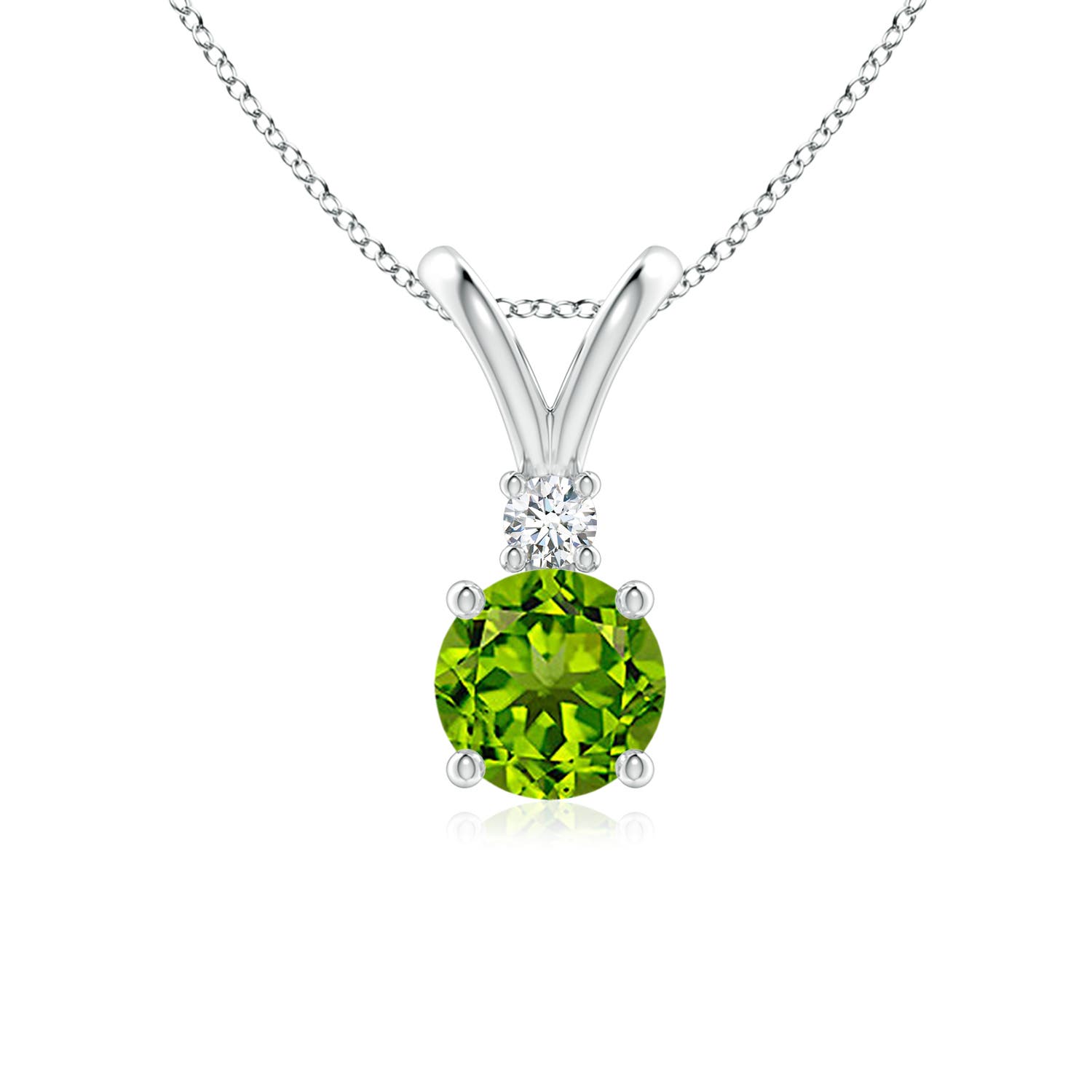 AAAA - Peridot / 0.99 CT / 14 KT White Gold