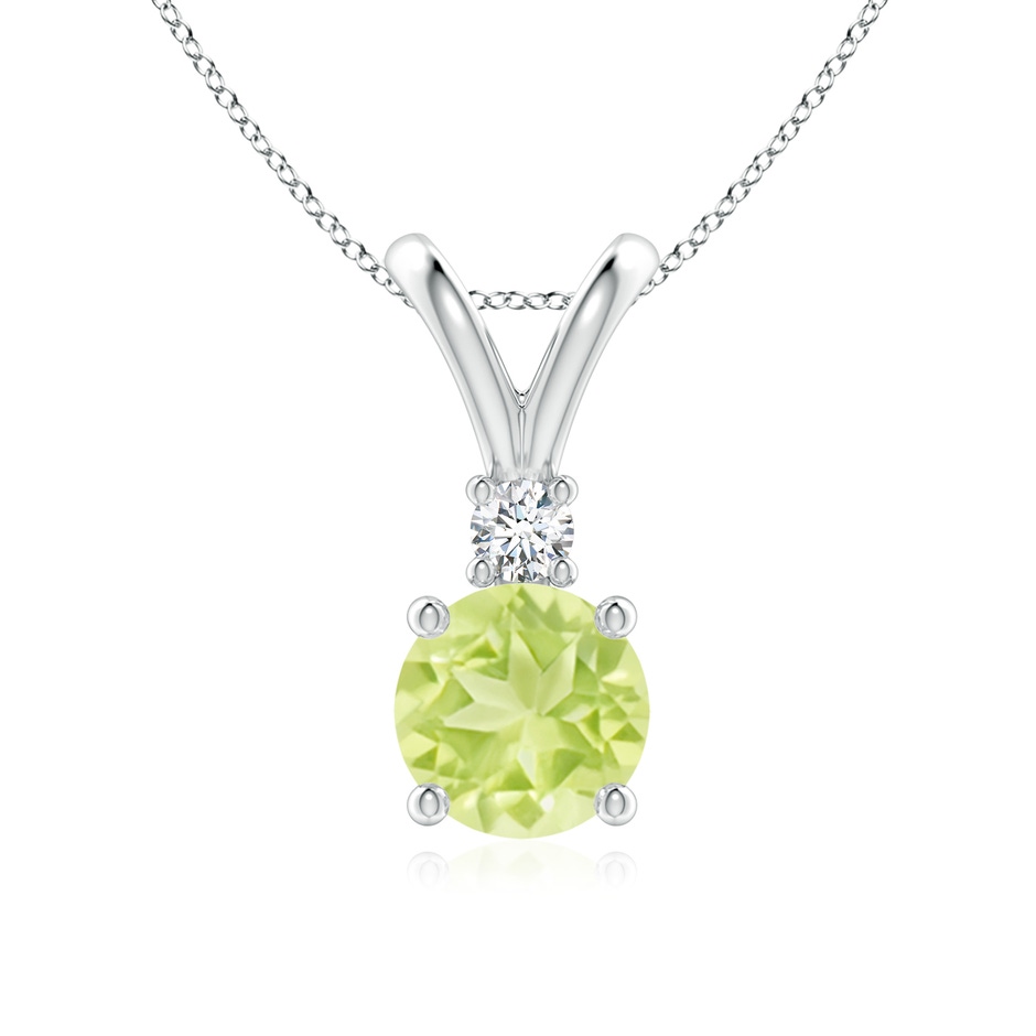 7mm A Round Peridot Solitaire V-Bale Pendant with Diamond in S999 Silver 