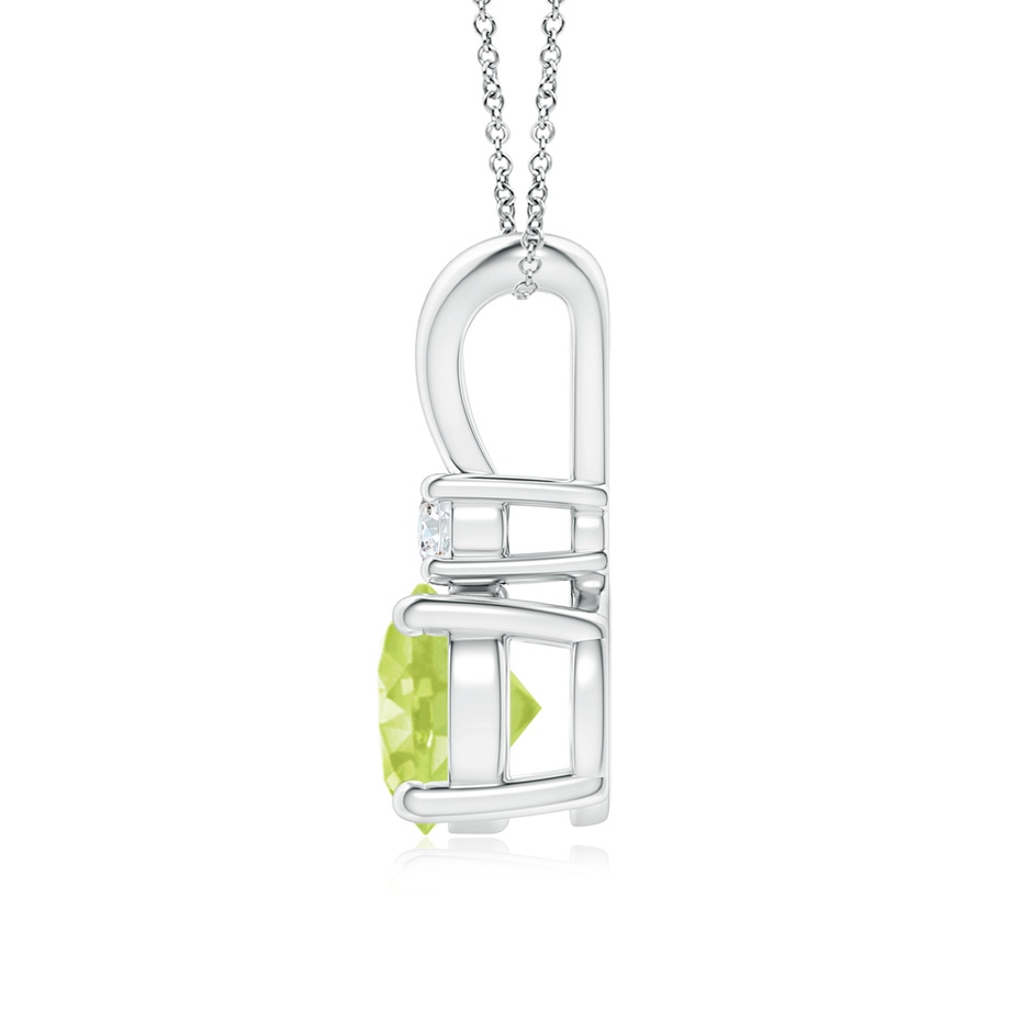 7mm A Round Peridot Solitaire V-Bale Pendant with Diamond in S999 Silver side 199