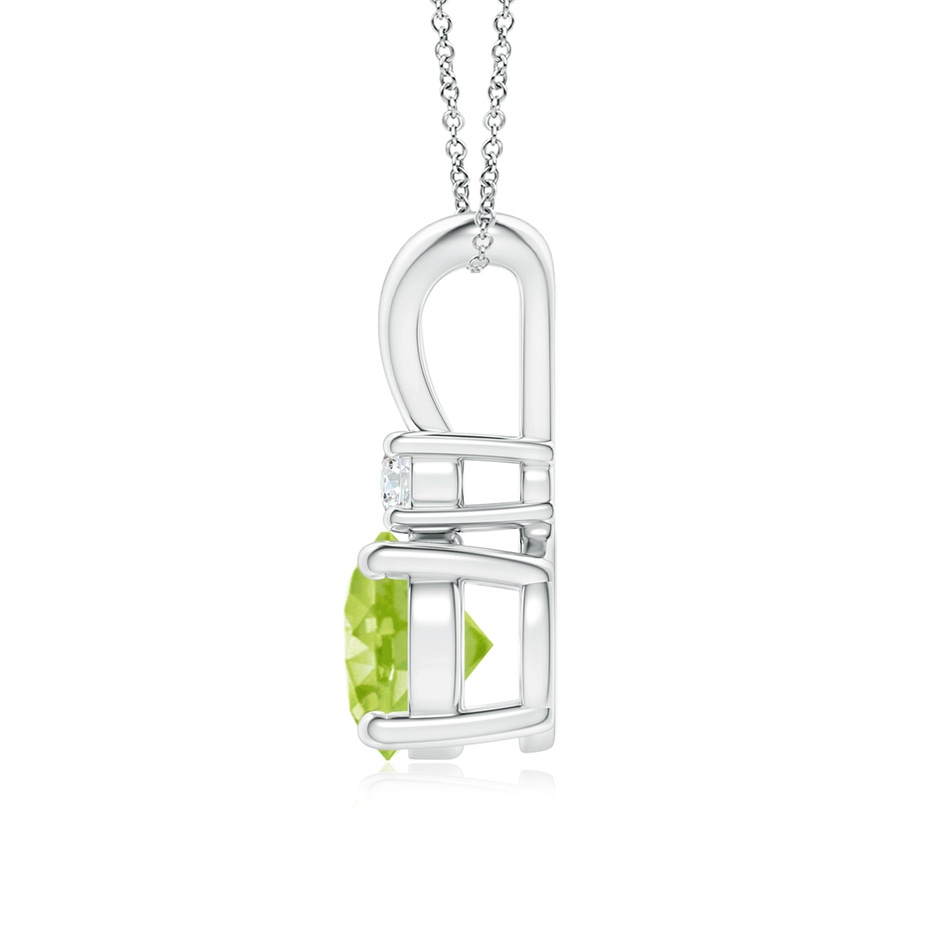 7mm AA Round Peridot Solitaire V-Bale Pendant with Diamond in S999 Silver side 199