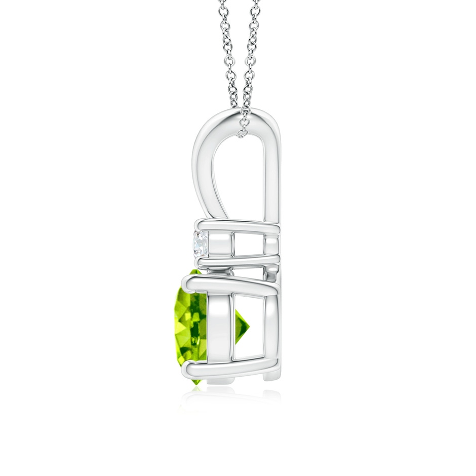 7mm AAA Round Peridot Solitaire V-Bale Pendant with Diamond in S999 Silver side 199