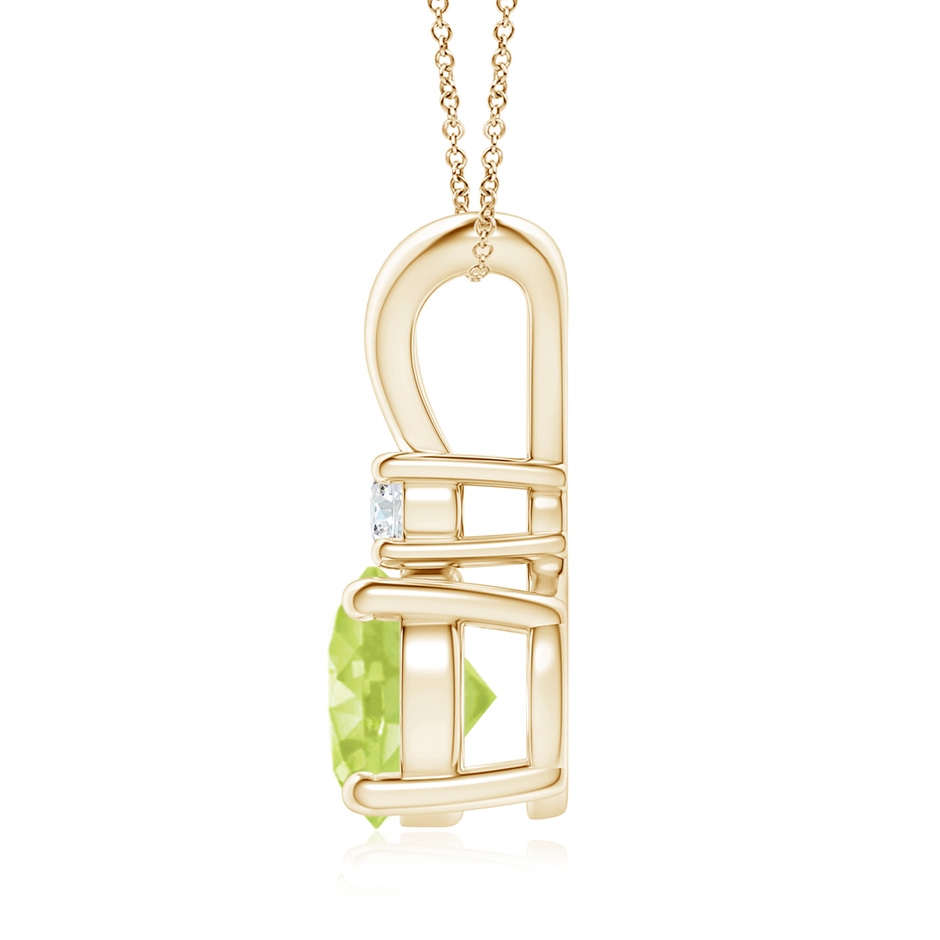 8mm A Round Peridot Solitaire V-Bale Pendant with Diamond in Yellow Gold side 199
