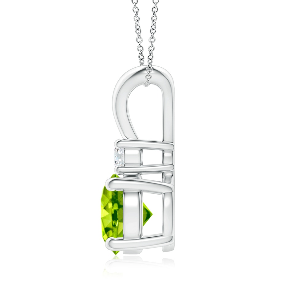 8mm AAA Round Peridot Solitaire V-Bale Pendant with Diamond in S999 Silver side 199