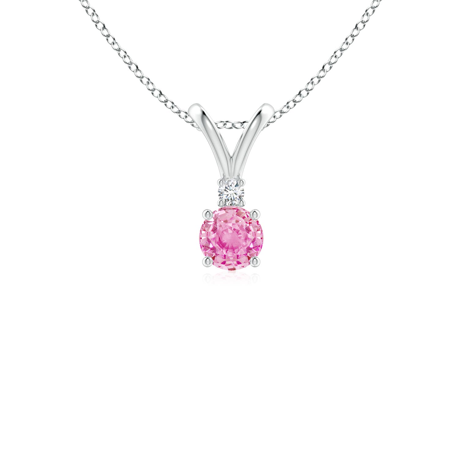 A - Pink Sapphire / 0.34 CT / 14 KT White Gold