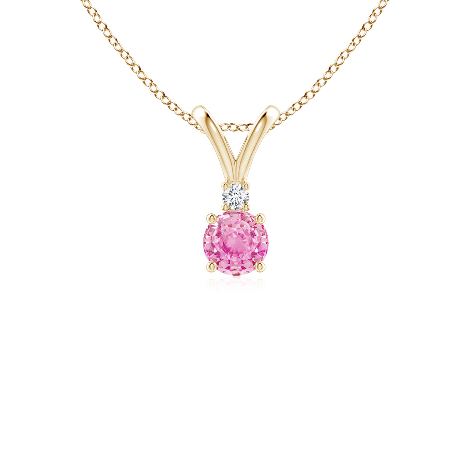A - Pink Sapphire / 0.34 CT / 14 KT Yellow Gold