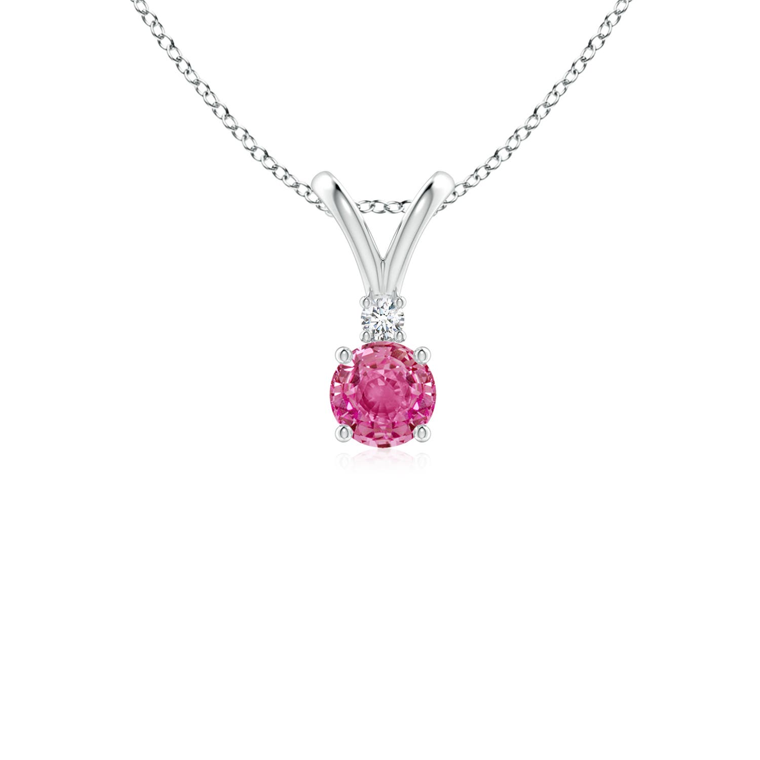AAA - Pink Sapphire / 0.34 CT / 14 KT White Gold
