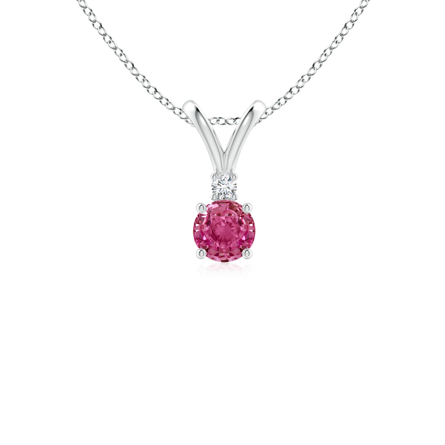 AAAA - Pink Sapphire / 0.34 CT / 14 KT White Gold