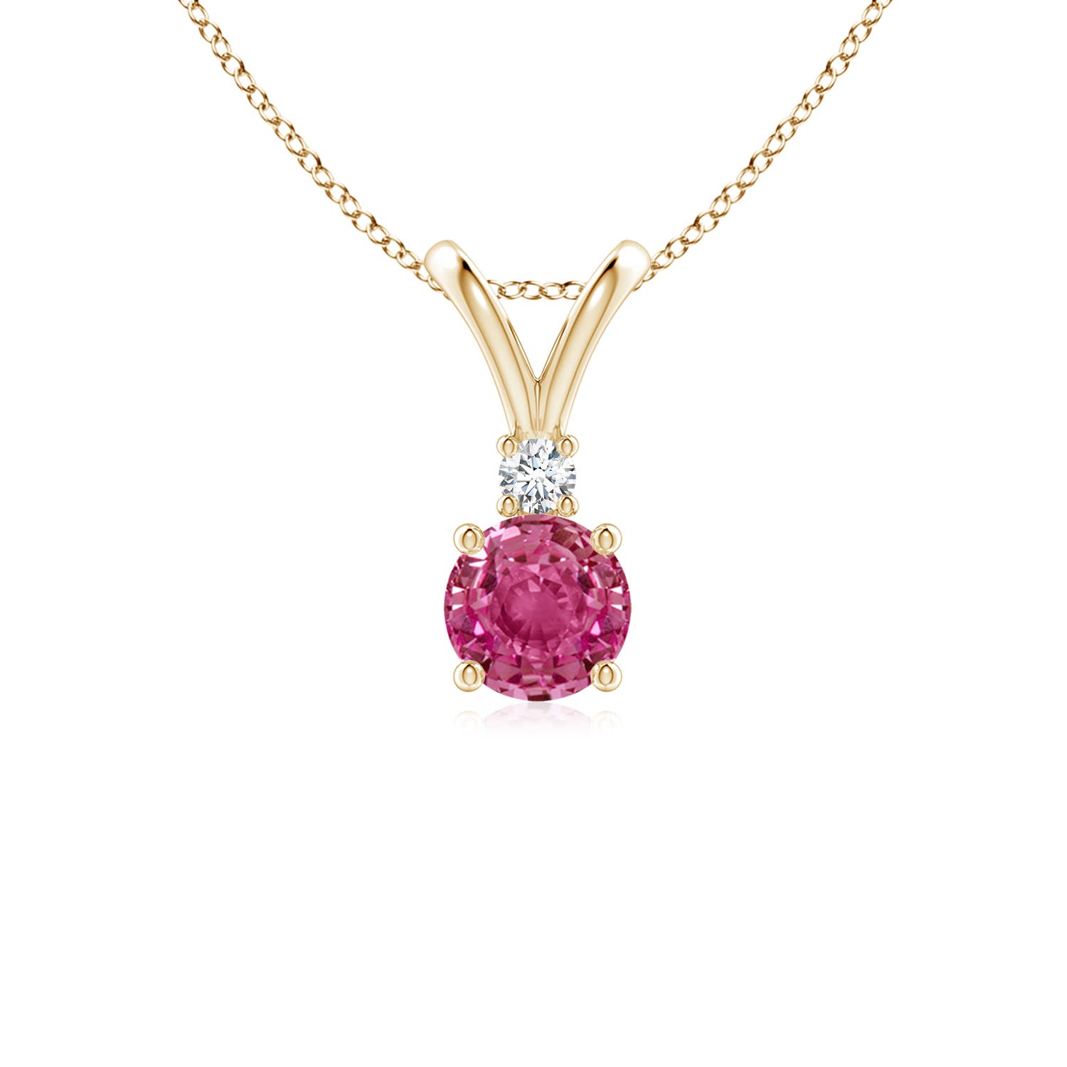 AAAA - Pink Sapphire / 0.63 CT / 14 KT Yellow Gold