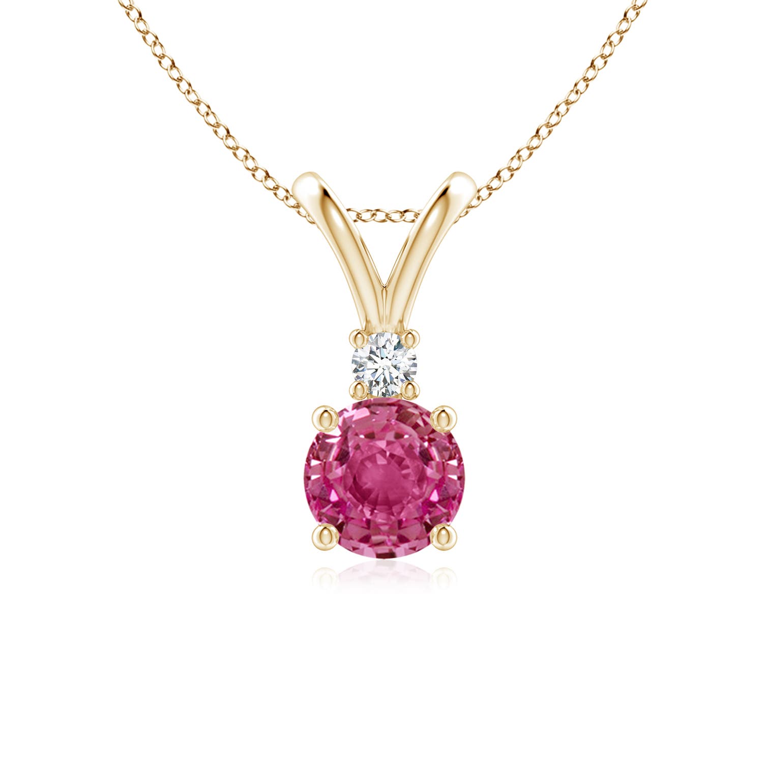 AAAA - Pink Sapphire / 1.04 CT / 14 KT Yellow Gold