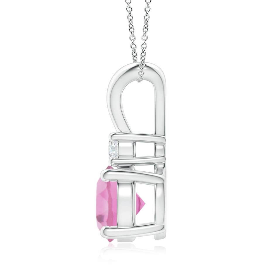 8mm AA Round Pink Tourmaline Solitaire V-Bale Pendant with Diamond in S999 Silver side 199