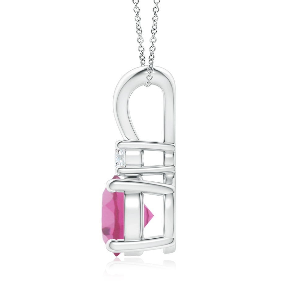 8mm AAA Round Pink Tourmaline Solitaire V-Bale Pendant with Diamond in White Gold side 199