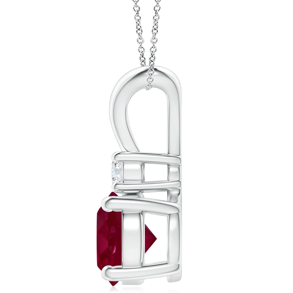 10mm A Round Ruby Solitaire V-Bale Pendant with Diamond in P950 Platinum side 199
