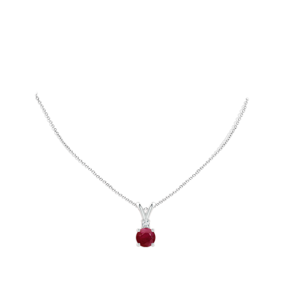10mm A Round Ruby Solitaire V-Bale Pendant with Diamond in P950 Platinum pen