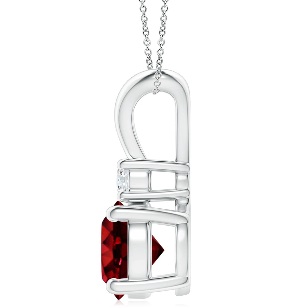 10mm AAAA Round Ruby Solitaire V-Bale Pendant with Diamond in S999 Silver - side 199