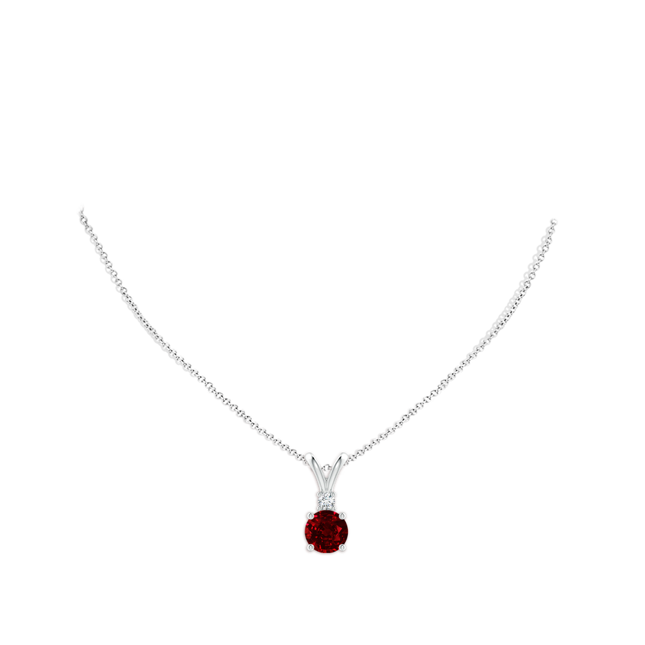 10mm AAAA Round Ruby Solitaire V-Bale Pendant with Diamond in S999 Silver pen