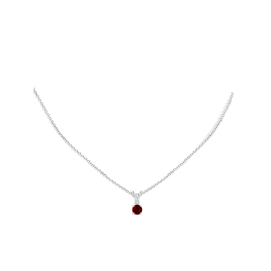 5mm AAAA Round Ruby Solitaire V-Bale Pendant with Diamond in P950 Platinum pen