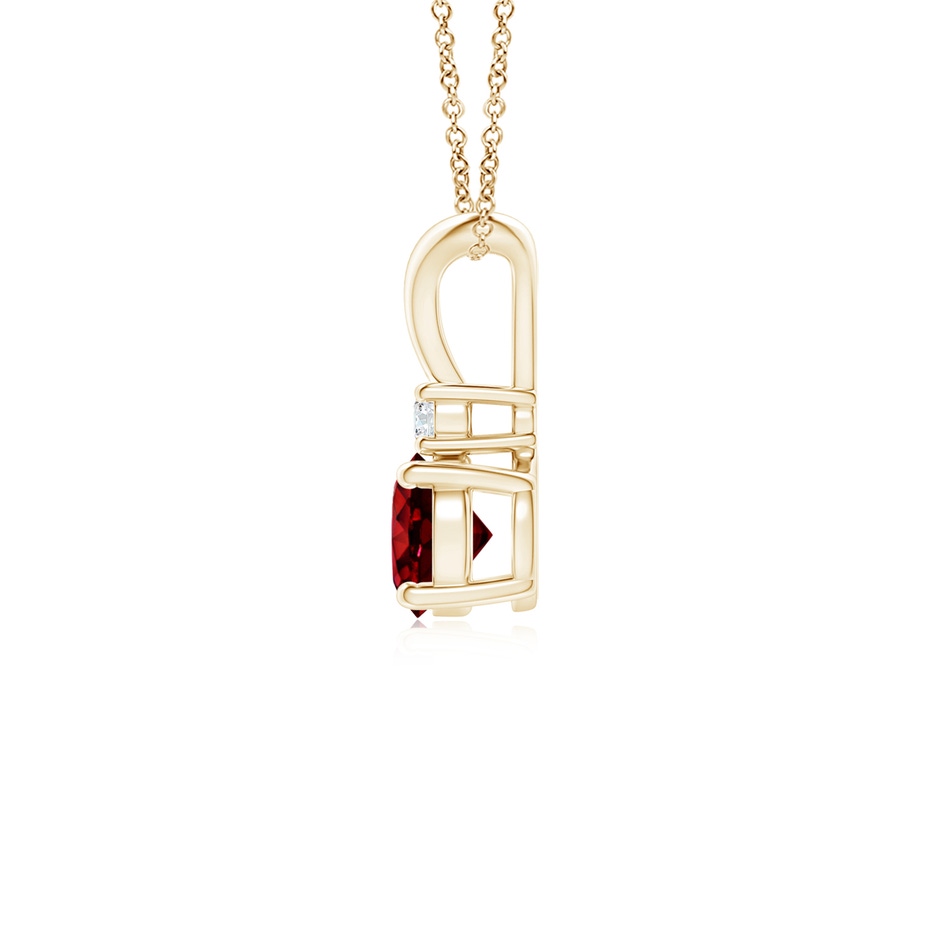 5mm AAAA Round Ruby Solitaire V-Bale Pendant with Diamond in Yellow Gold side 199