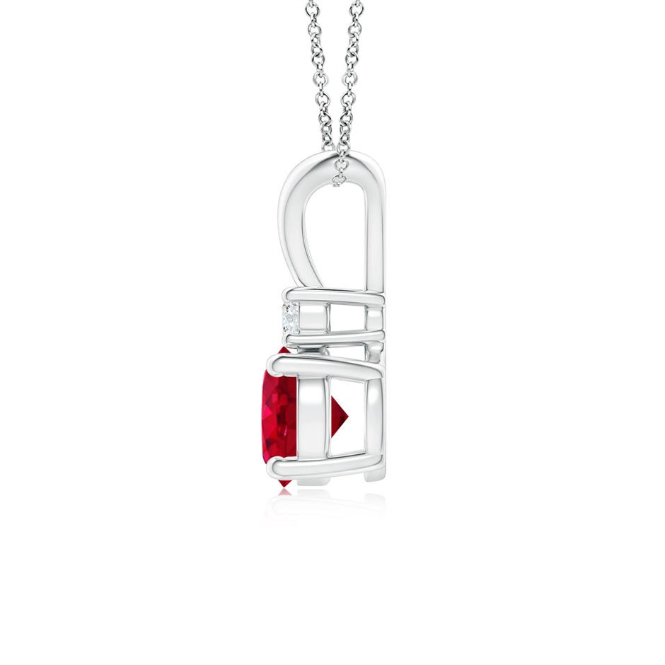 6mm AAA Round Ruby Solitaire V-Bale Pendant with Diamond in P950 Platinum side 199